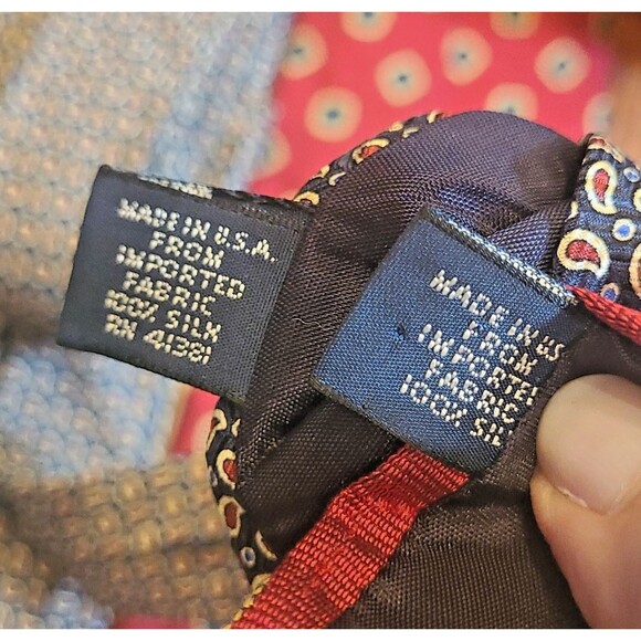 Lot of 4 Vtg Polo Ralph Lauren Silk Tie Hand Made USA Yellow Red Dark Blue Navy - Picture 5 of 16